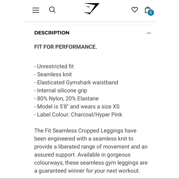 GYMSHARK Fit Seamless Cropped Leggings in Charcoal / Hyper Pink - Picture 7 of 7